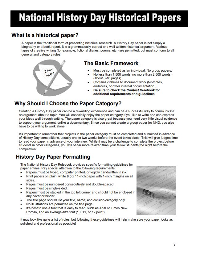 Link to Guide for NHD Papers